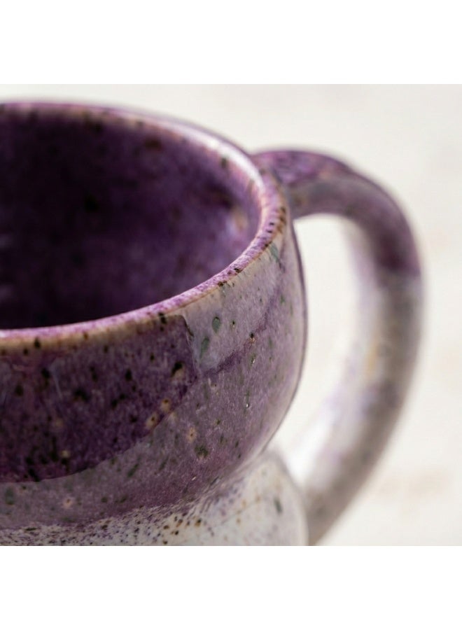 CASA HOME pottery mug and espresso cup with saucer, purple and white speckled coffee set for home kitchen or office desk - Image 4